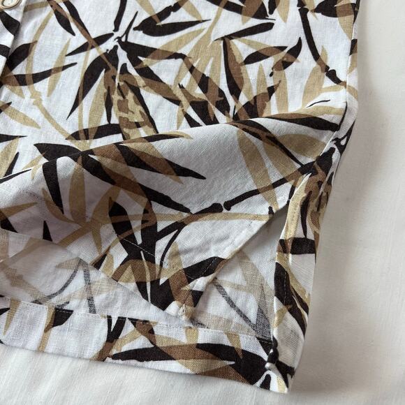 JM Collection Vintage Linen Bamboo Print AOP 3/4 Sleeve Shirt Blouse Size 8 - Picture 4 of 7